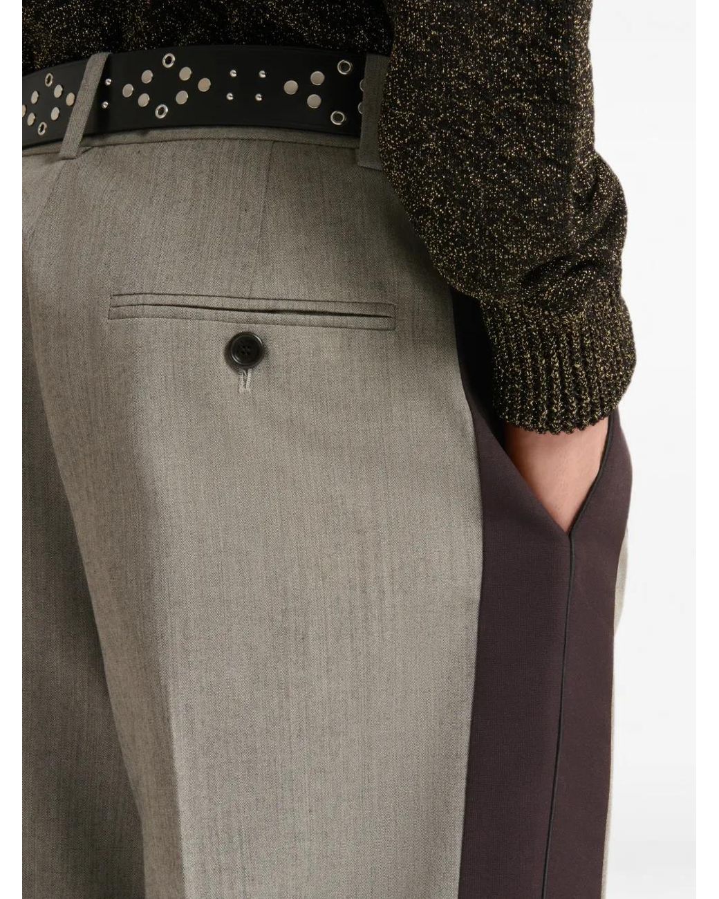 Marni Brown Wool Pants With Contrast Side Bands for men