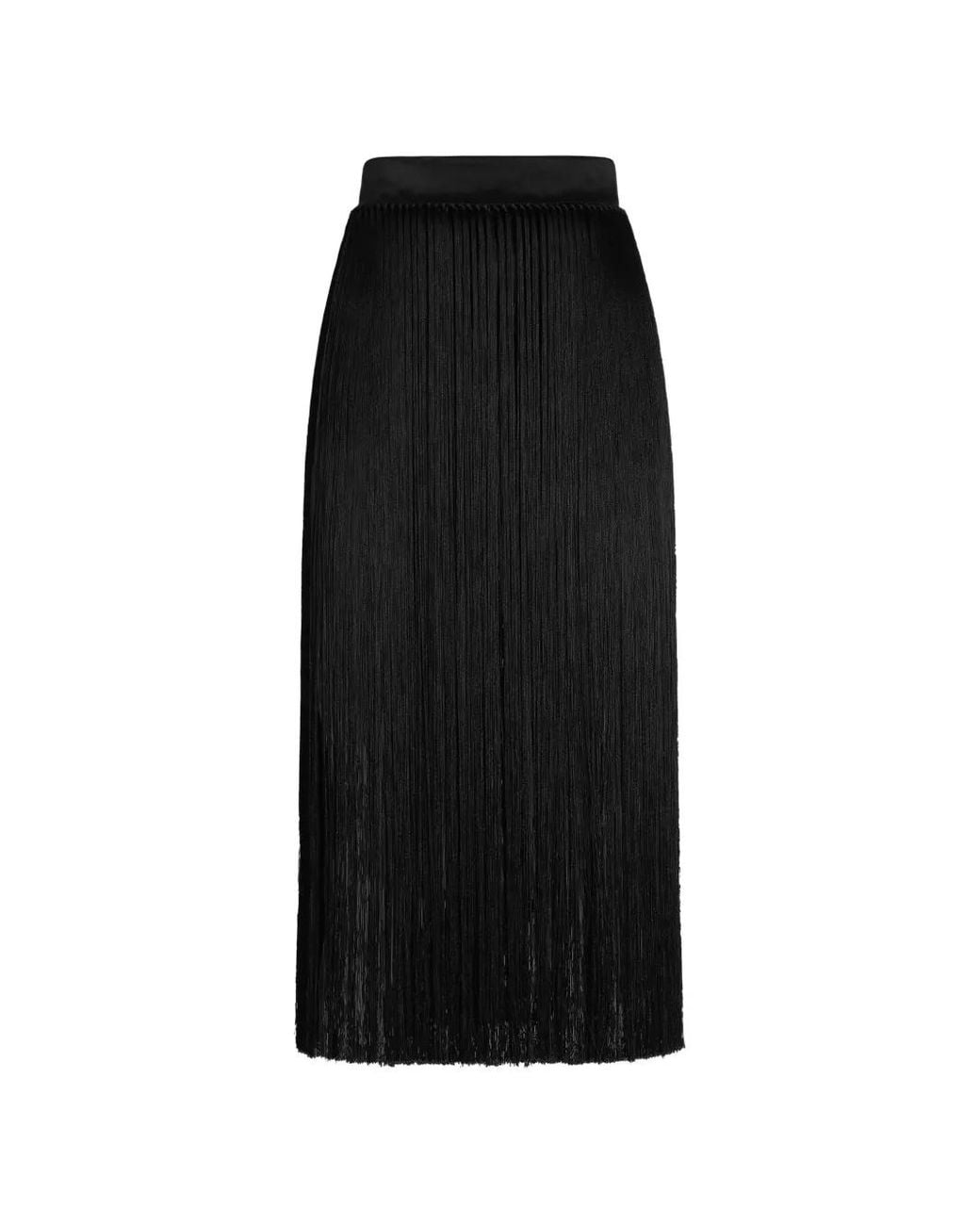Dolce & Gabbana Black Long Fringed Skirt