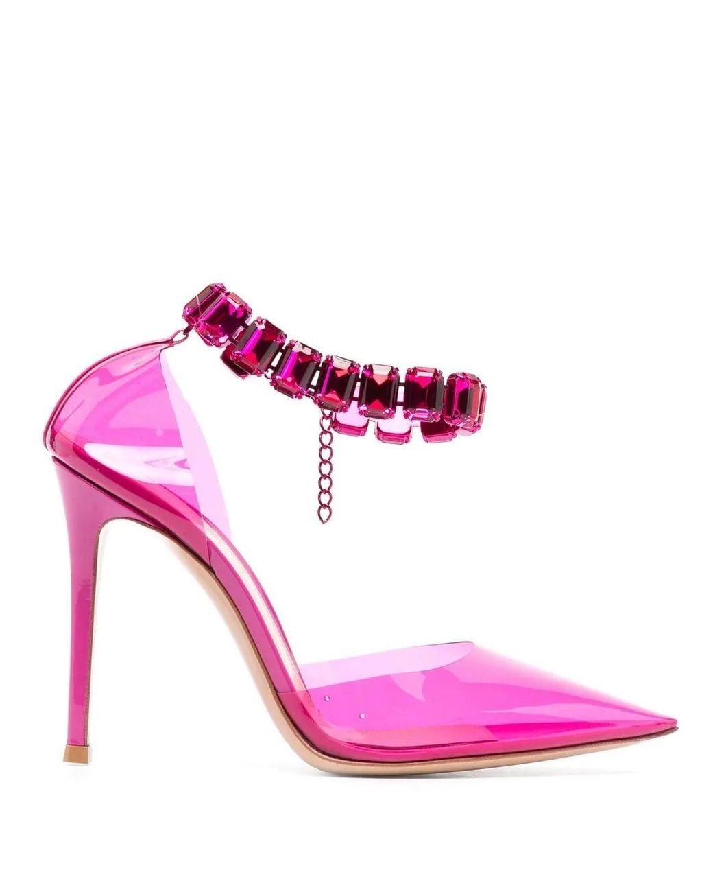 Gianvito Rossi Pink 100Mm Transparent Crystal-Embellished Pumps