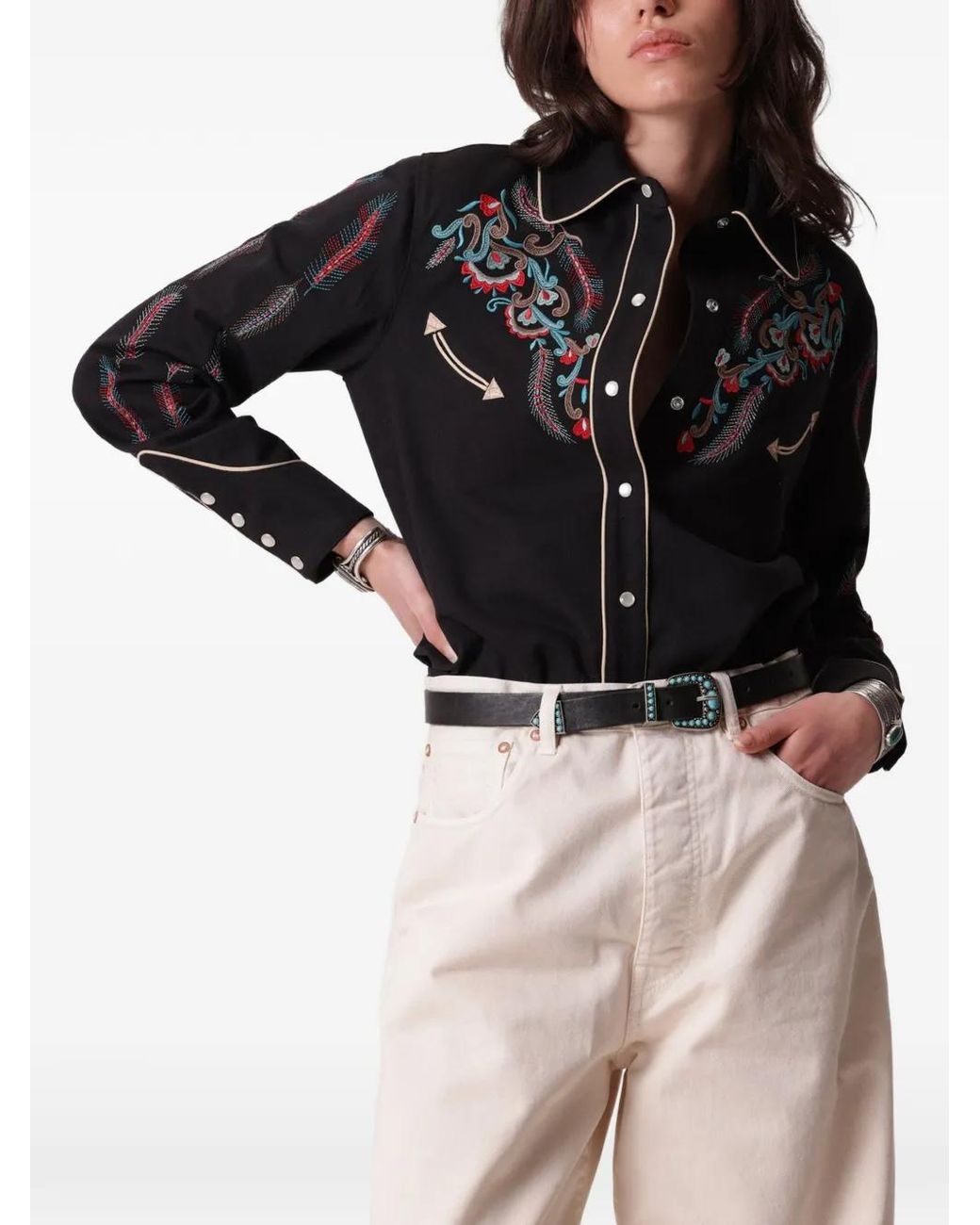Fortela Black Taissa Embroidered Shirt
