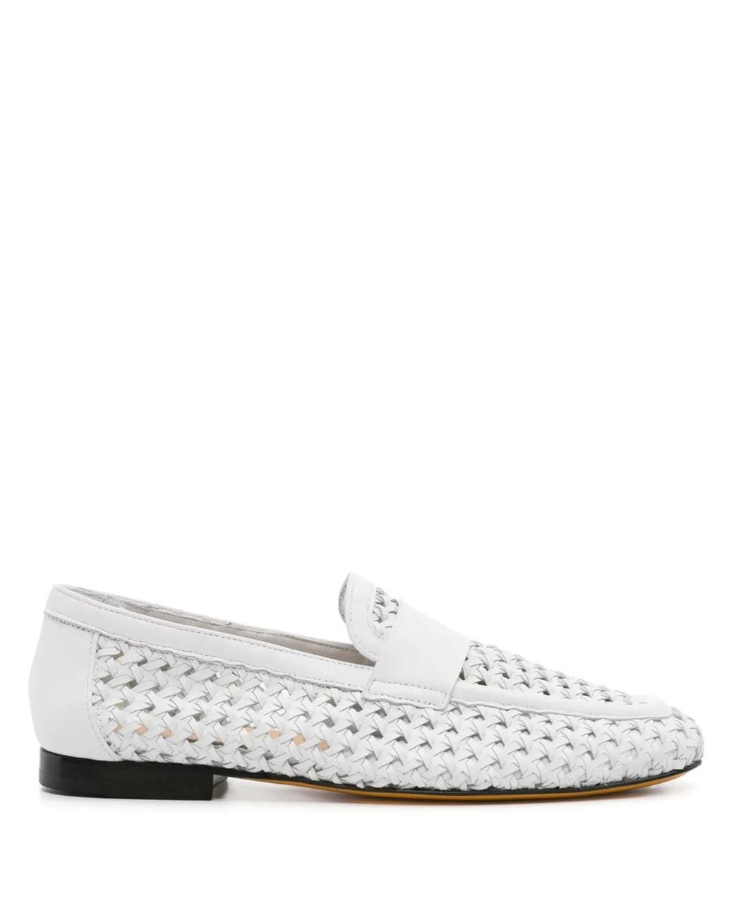 Doucal's White Interwoven Leather Loafers