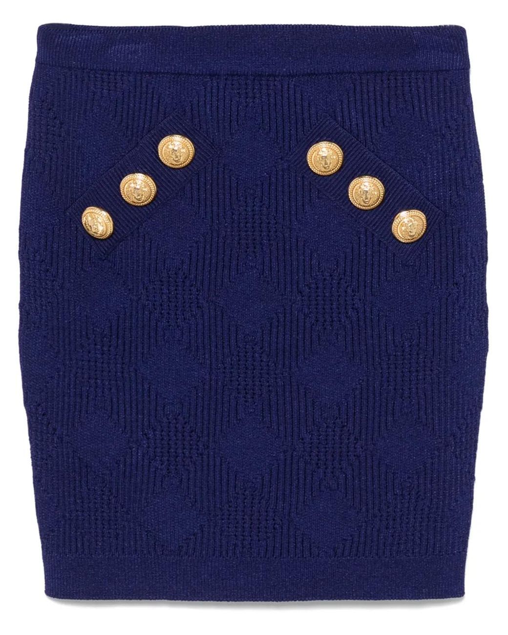 Balmain Gebreide Mini-Rok in het Blue
