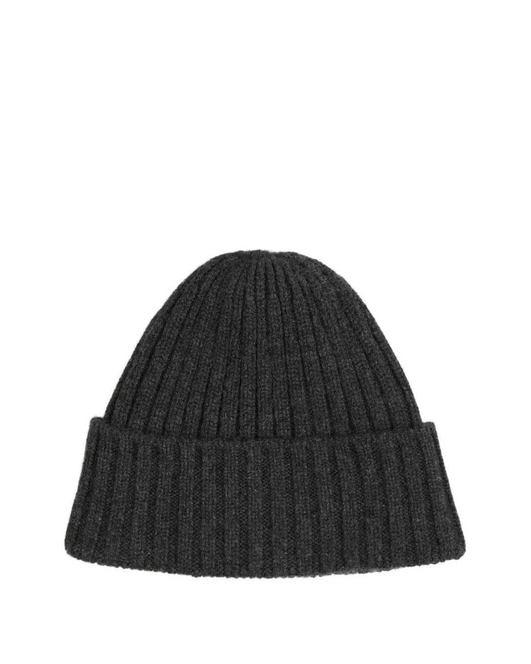 Fedeli Black Ribbed-Knit Cashmere Beanie Hat for men