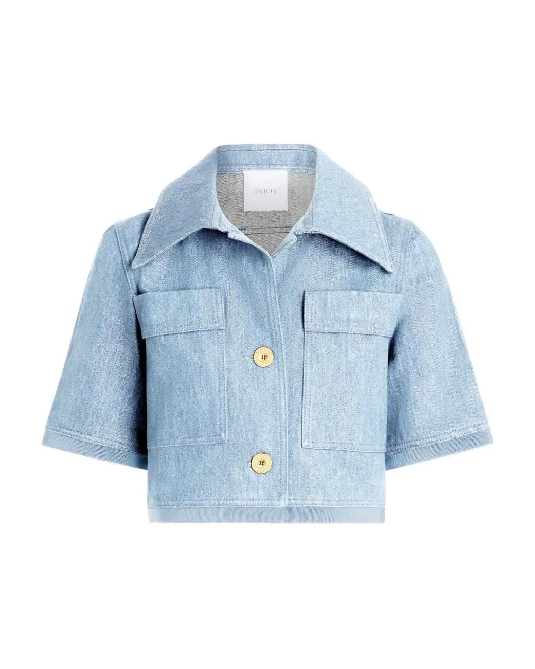 Patou Blue Short-Sleeves Cropped Jacket