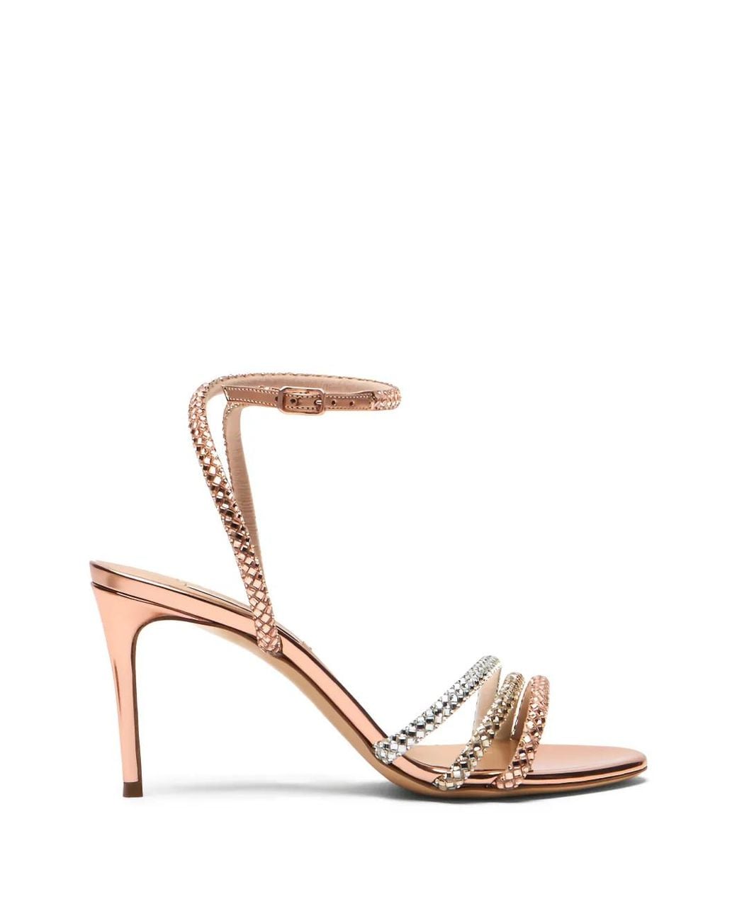 Casadei White Julia Andromedea Embellished Ankle Strap Sandals