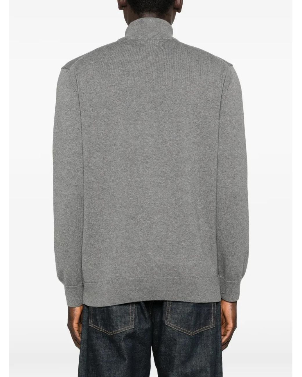 Gant Gray Zip-Up Cotton Cardigan for men