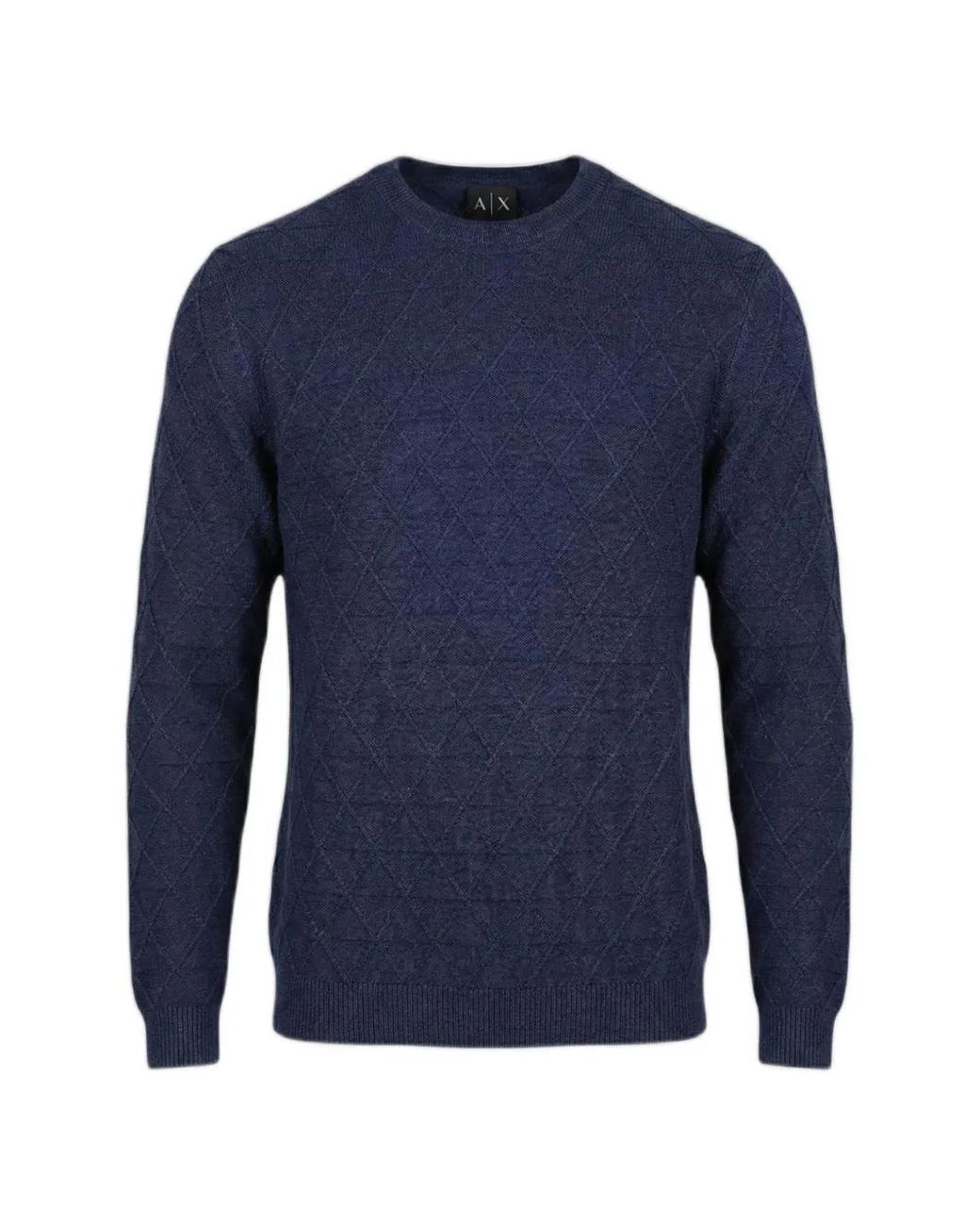 Emporio Armani Blue Diamond-Knit Sweater for men