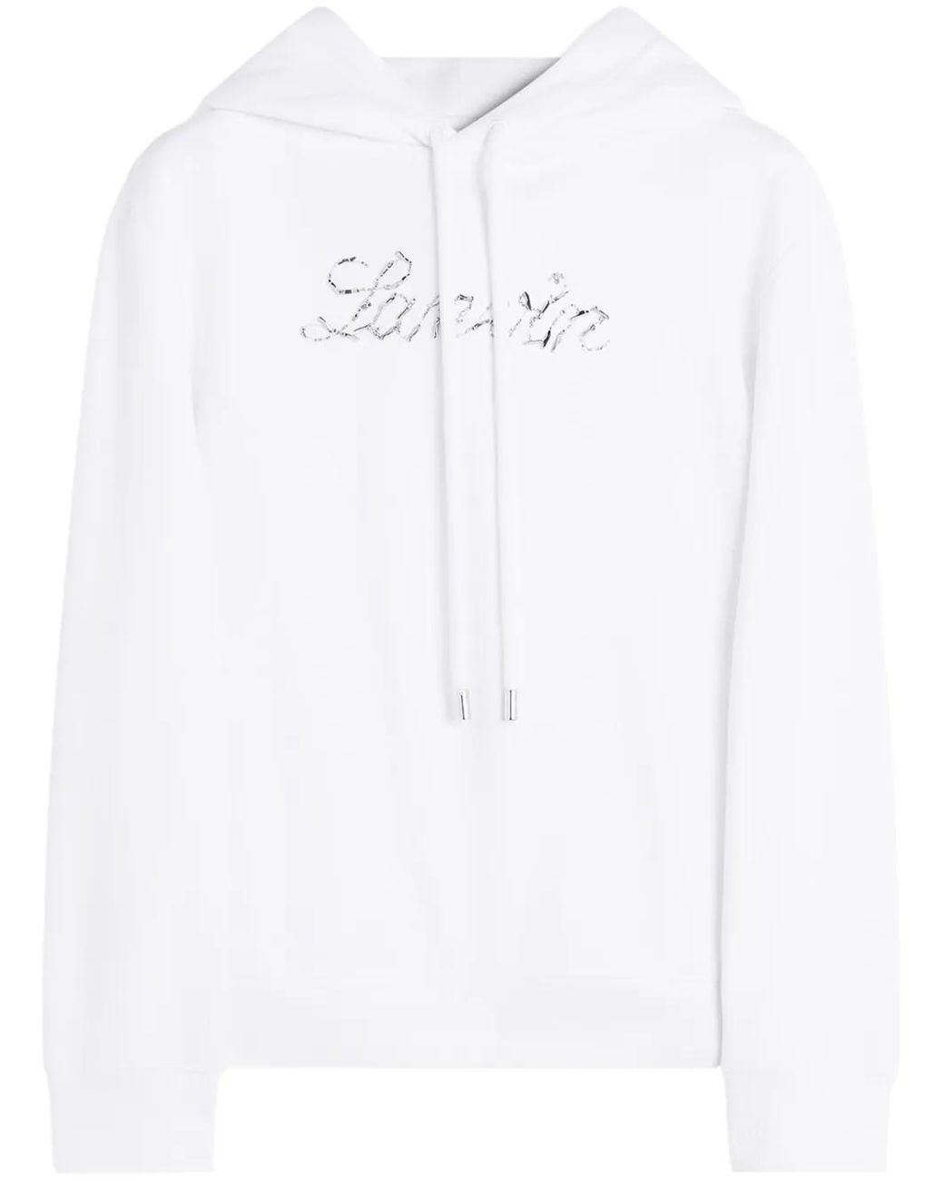 Lanvin White Hoodie Logo Manuscrit Brodé Clothing