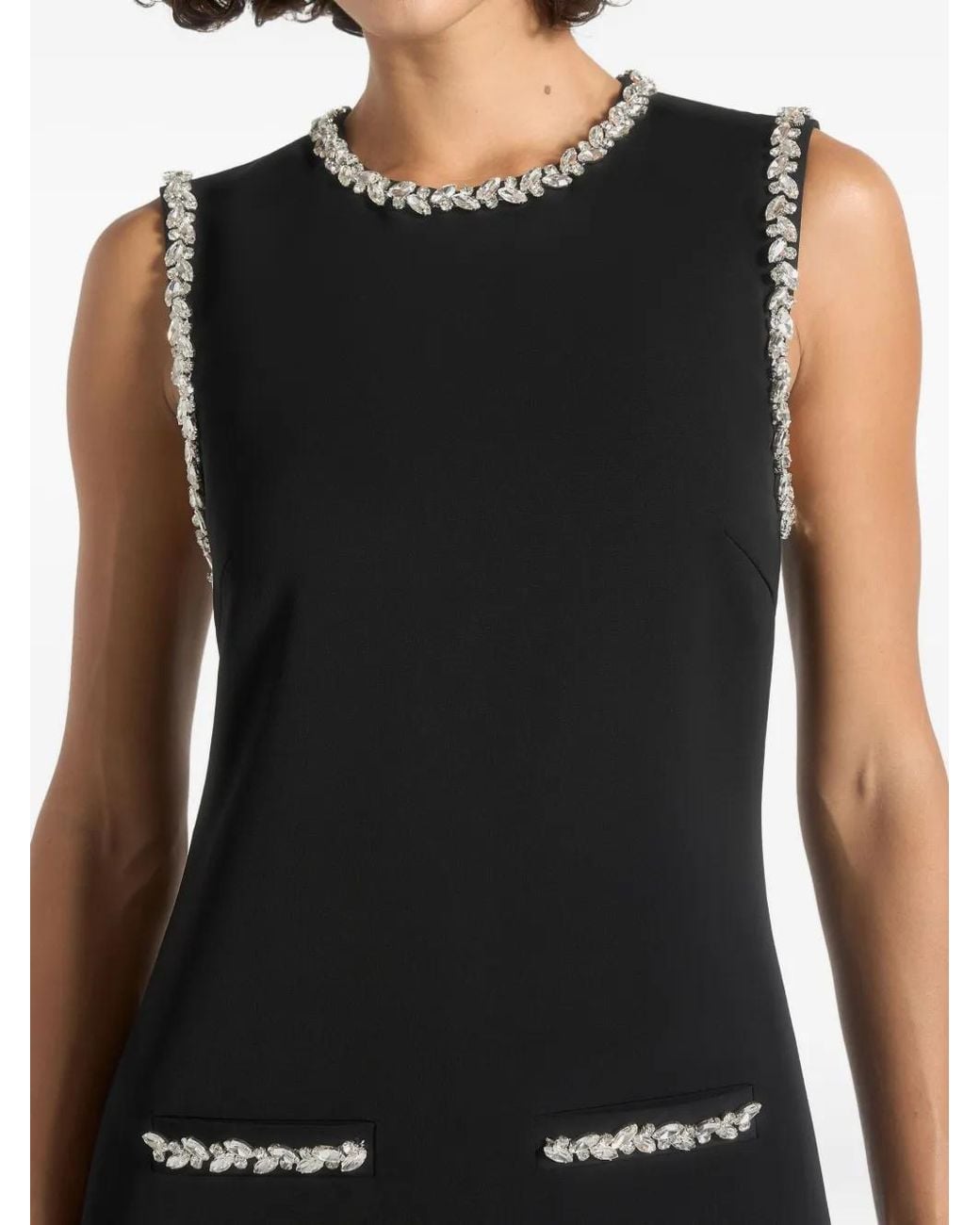 Manière De Voir Black Cia Crystal Embellished Pocket Mini Dress