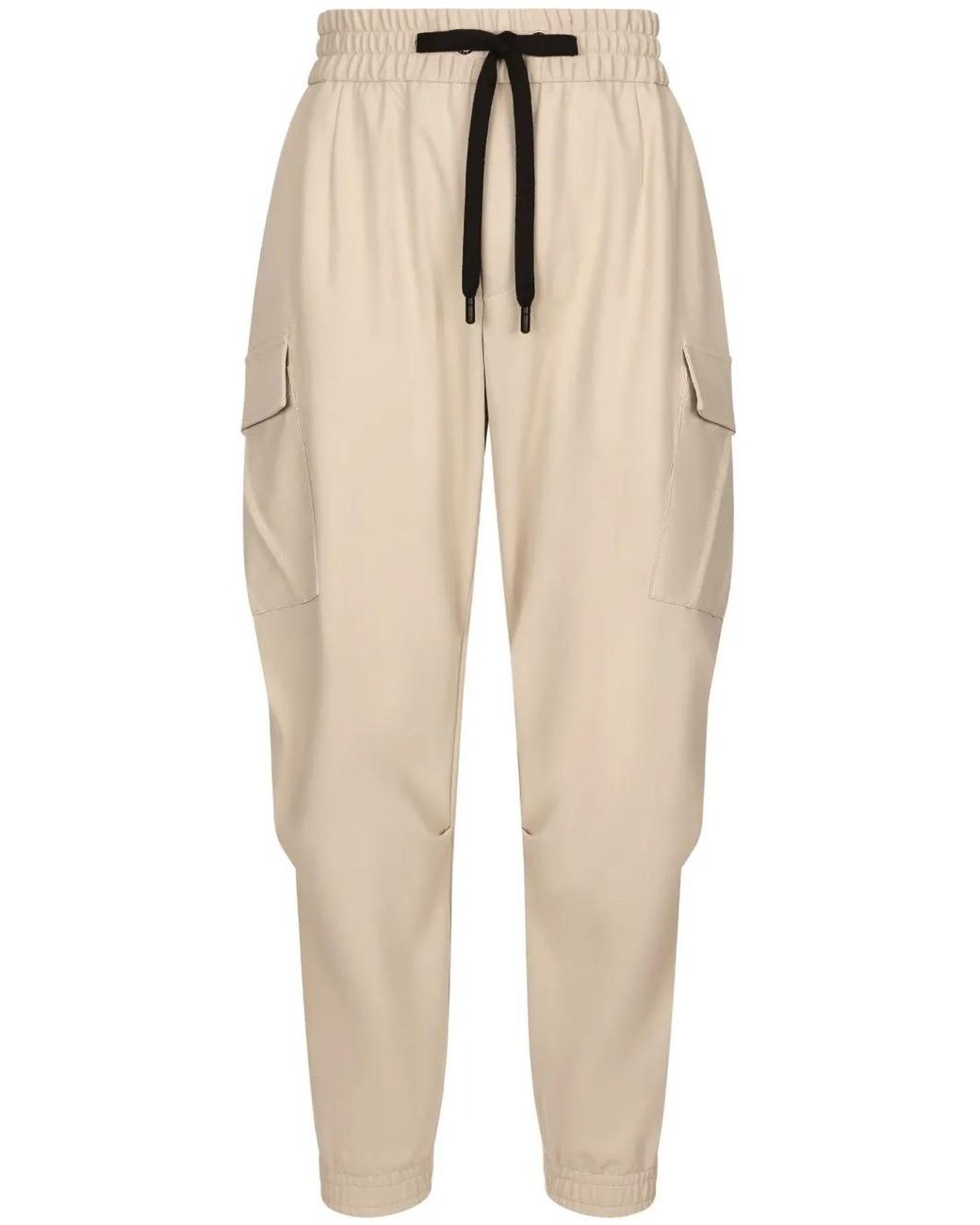 Dolce & Gabbana Natural Logo-Patch Drawstring Track Pants for men