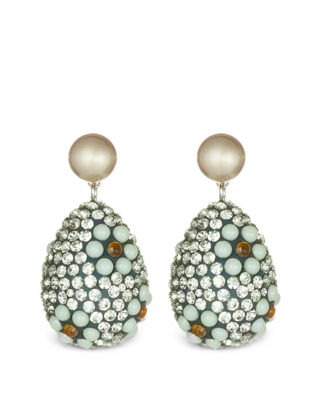 Tory Burch White Curiosity Crystal Pearl Drop Earrings