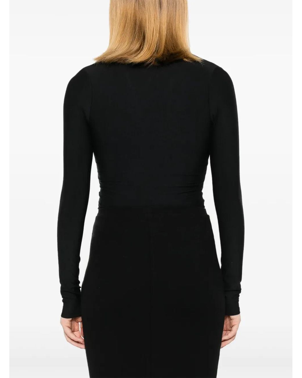 ÉTERNE Black Plunging V-Neck Bodysuit