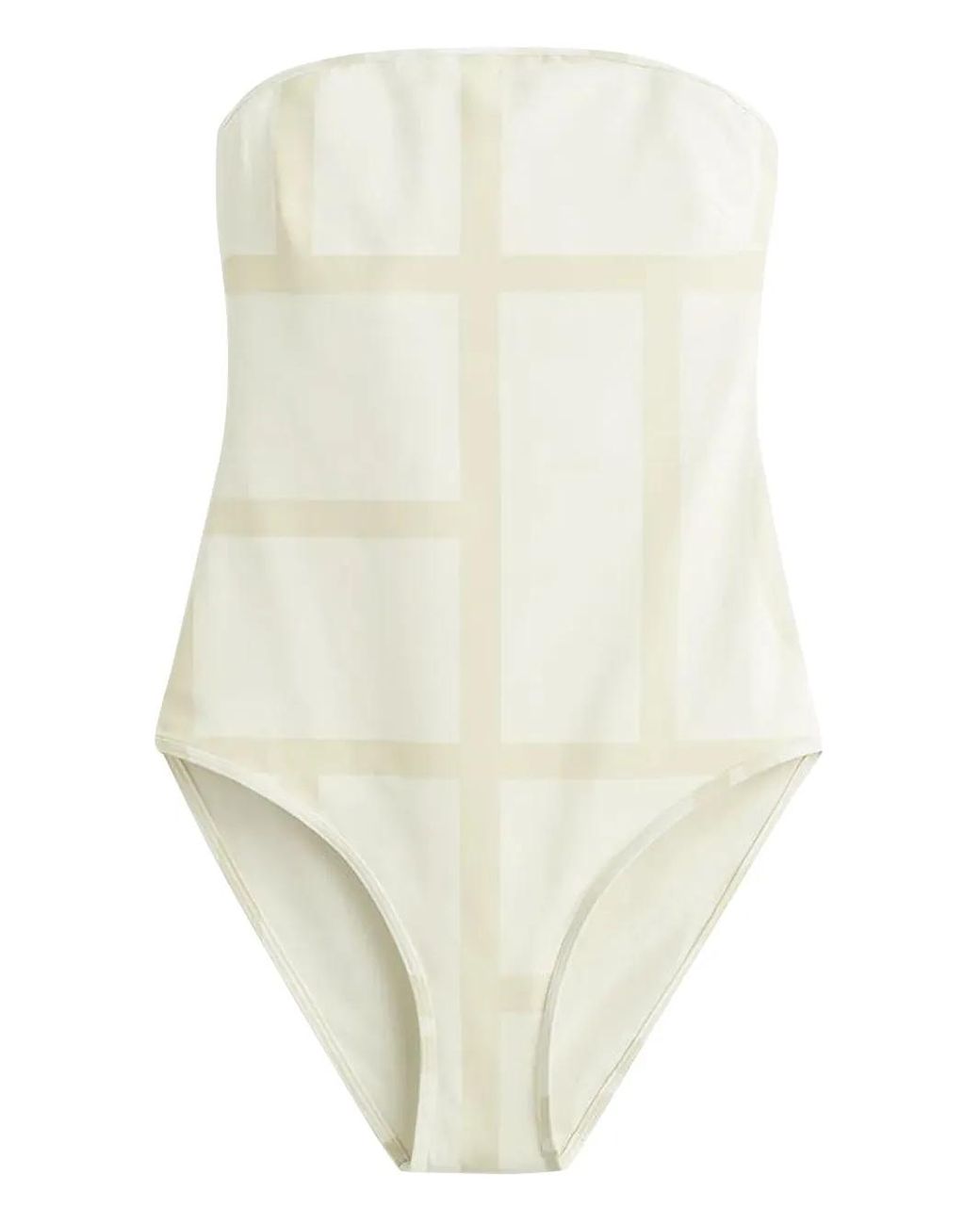 Totême White Monogram Strapless Swimsuit