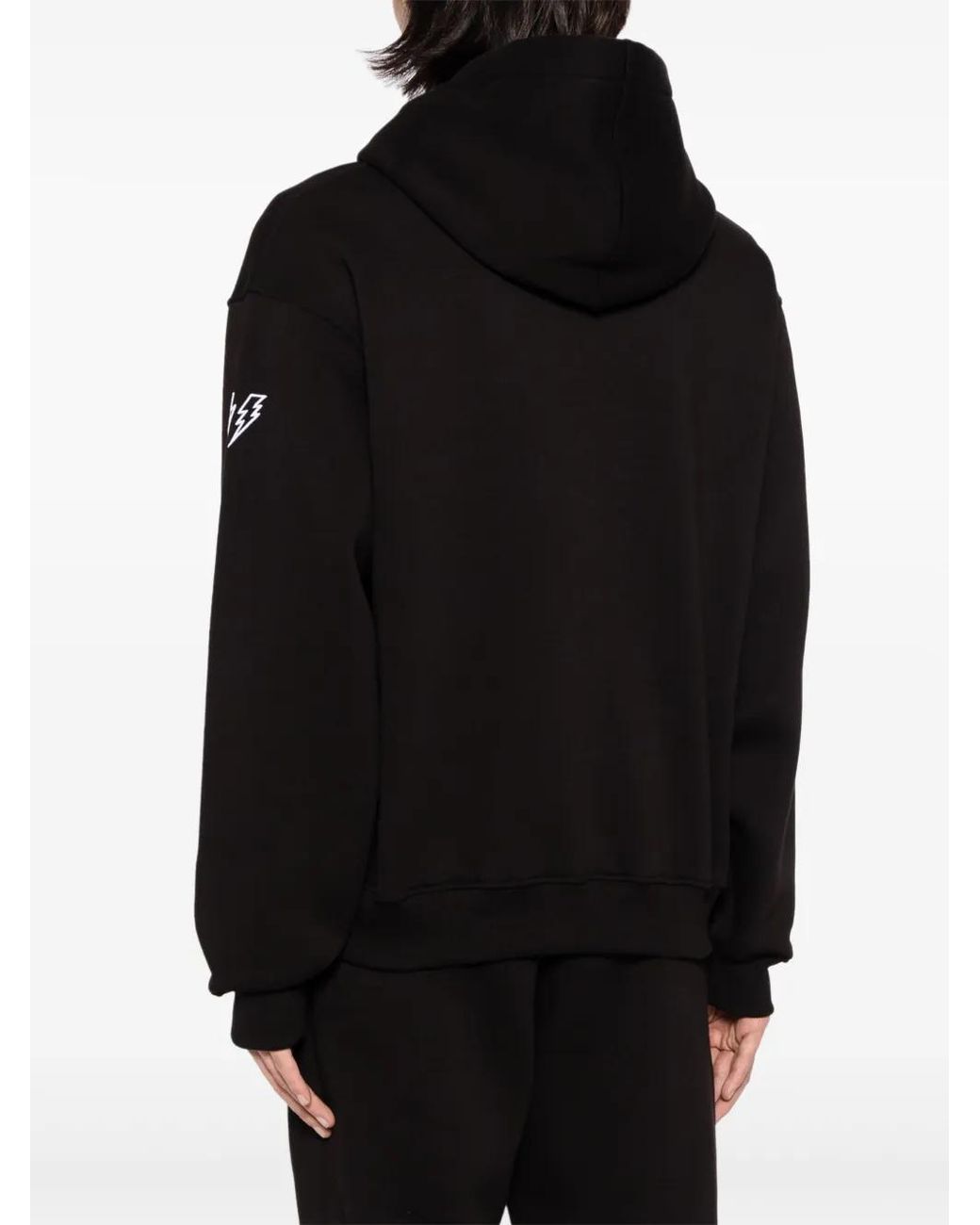 Neil Barrett Black Minimalist Bolts Appliqué-Detail Hoodie for men