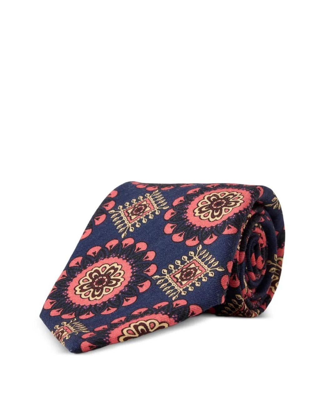 RRL Blue Medallion-Print Wool Tie for men