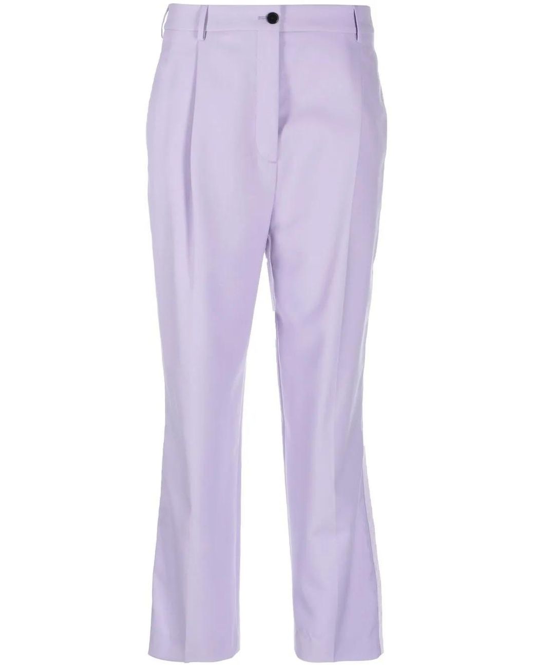 Karl Lagerfeld Purple Cropped High-Waisted Trousers