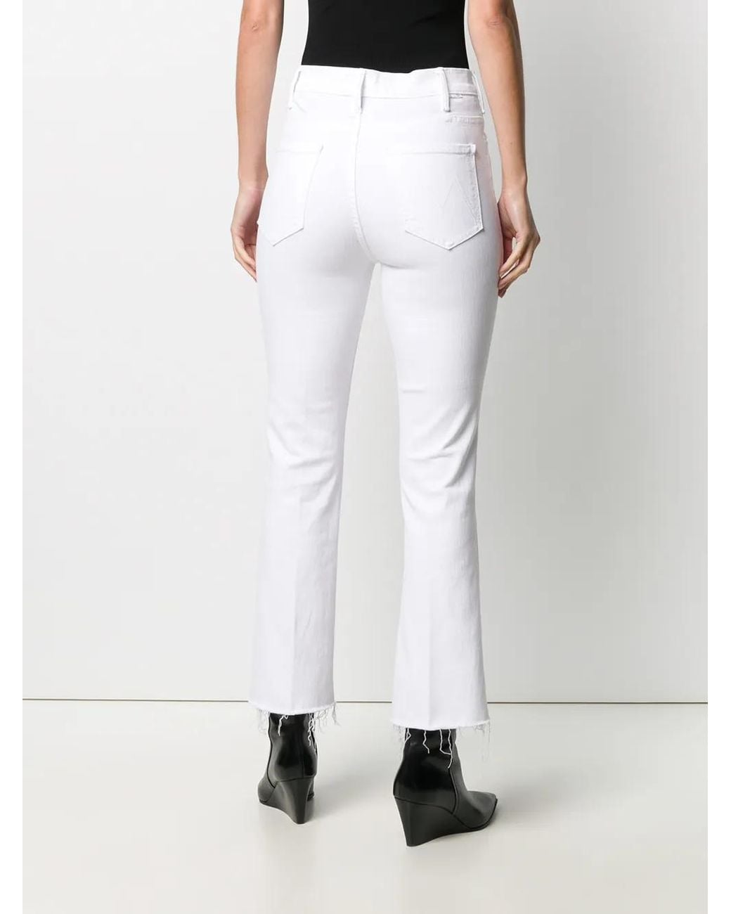 Mother White The Hustler Ankle Fray Jeans
