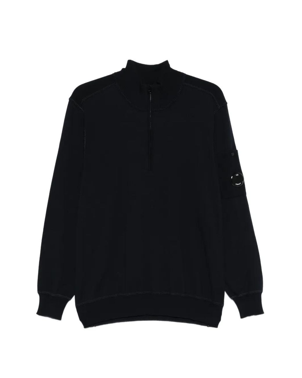 C P Company Black Pull Sea Island En Coton À Col Zippé for men
