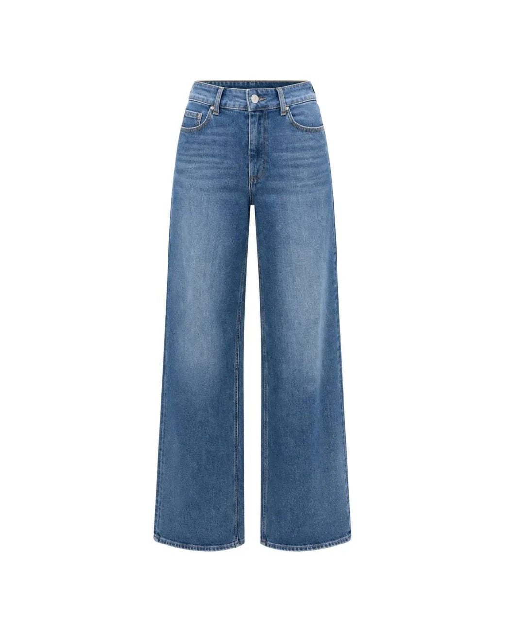 PAIGE Blue High-Waisted Wide-Leg Jeans