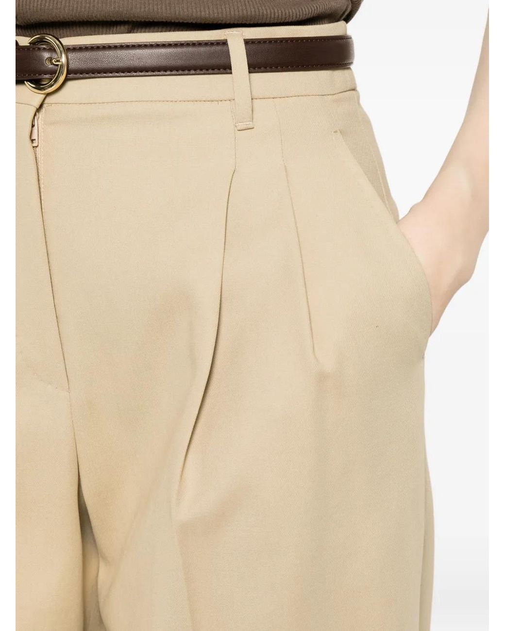 Max Mara Natural Divo Pleated Belt Trousers