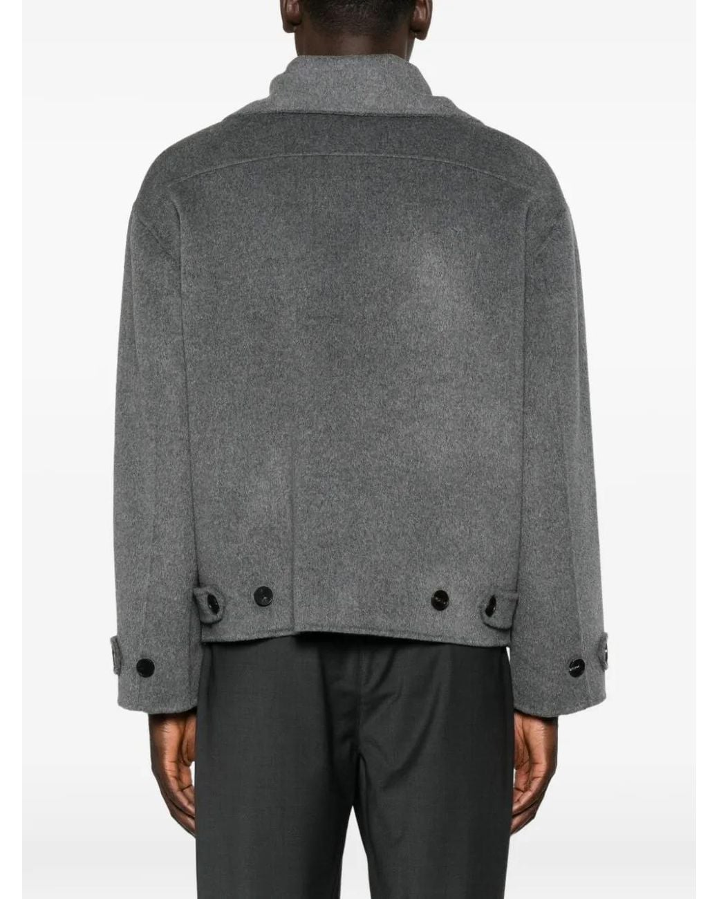 Amaranto Gray Zip-Up Buttoned-Cuff Jacket for men