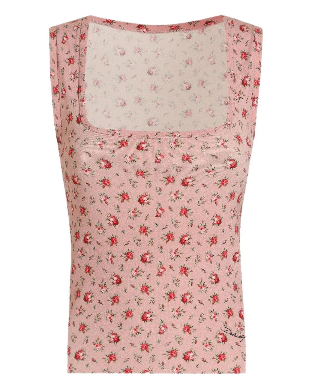 Dolce & Gabbana Pink Floral-Print Tank Top