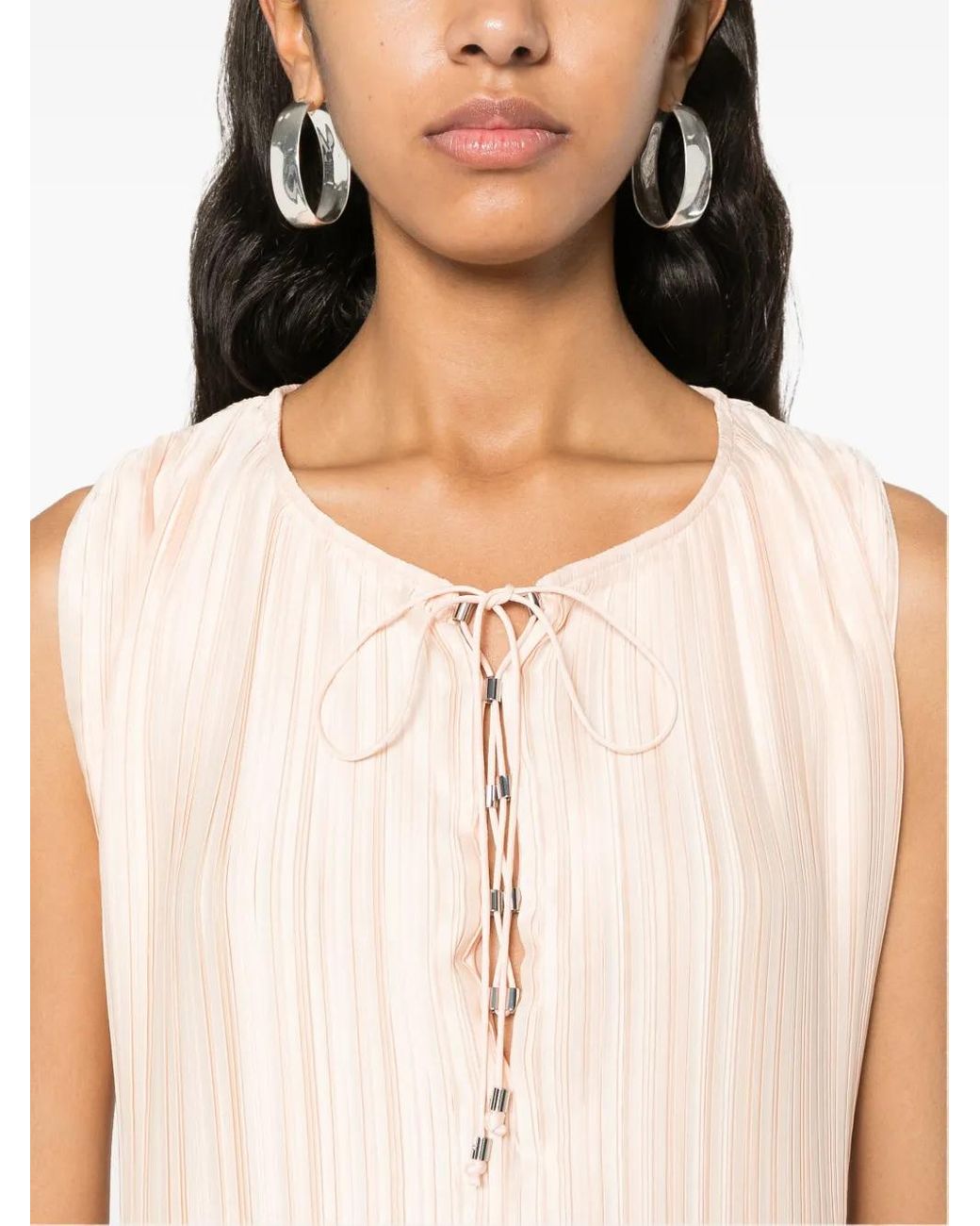 Lanvin Natural Round Neck Sleeveless Top