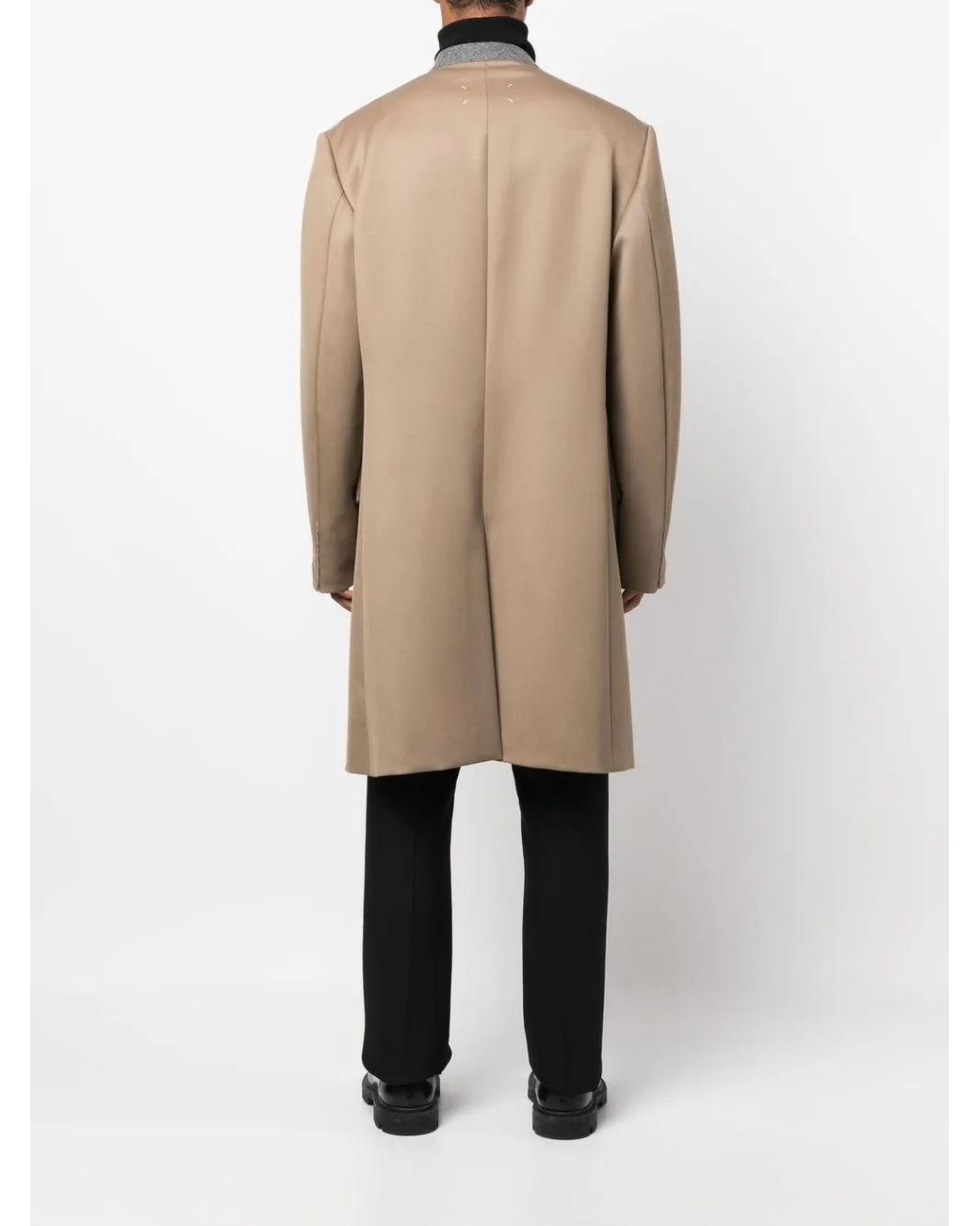Maison Margiela Natural Single Breasted Wool Coat for men
