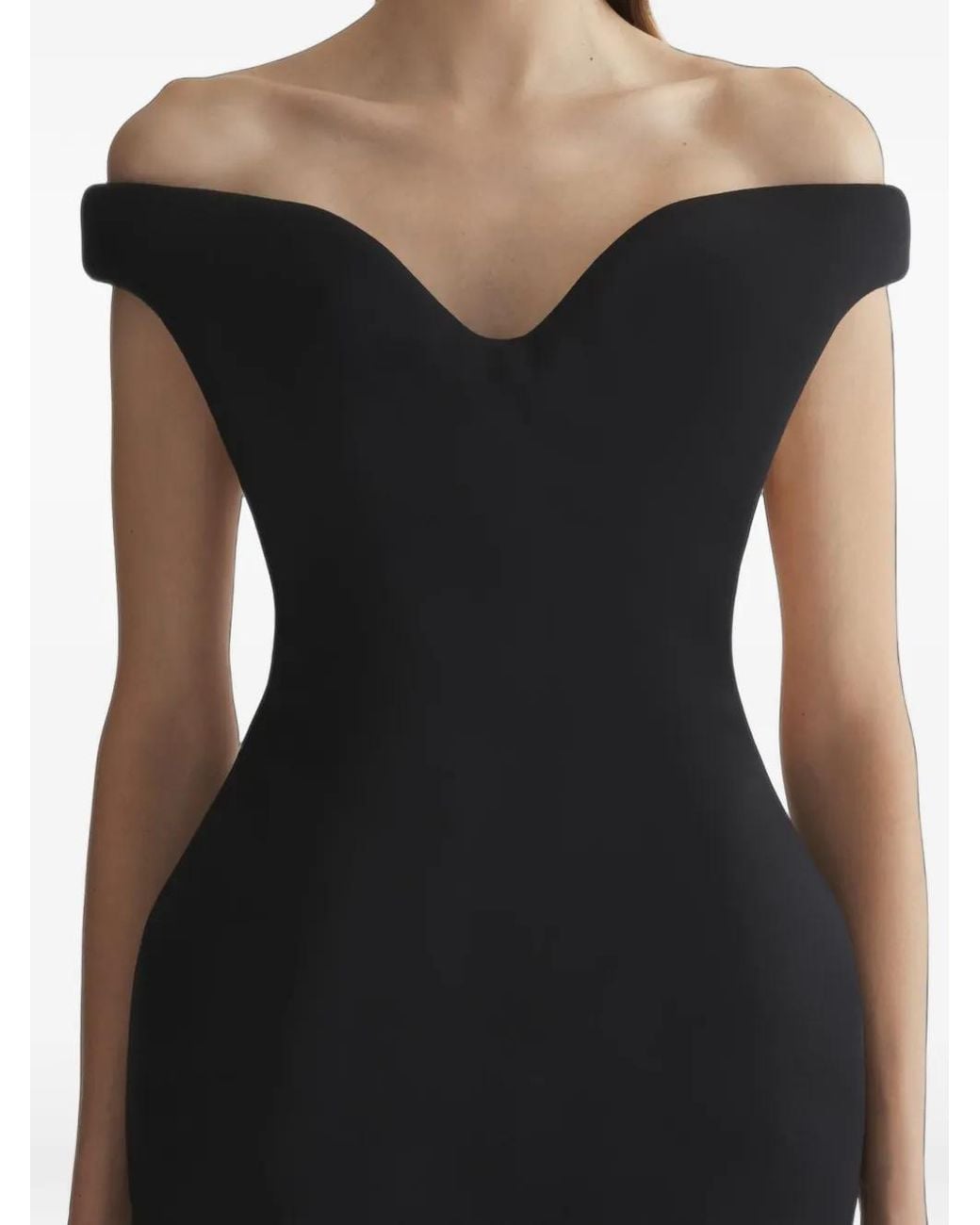 Mugler Off-Shoulder Jurk in het Black