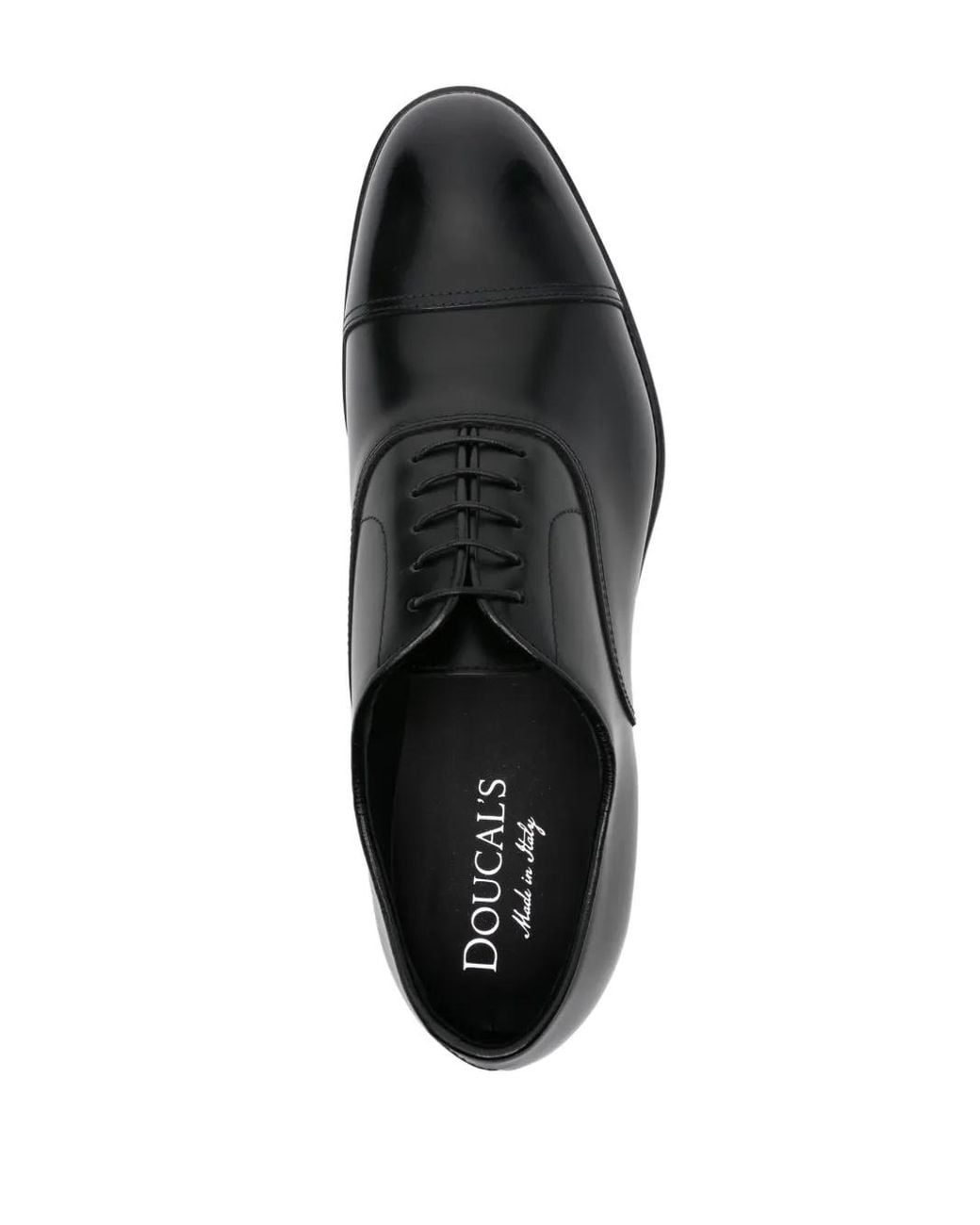 Doucal's Black Leather Oxford Shoes for men