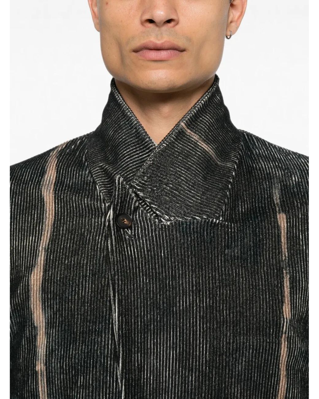 K'ANG Black Manteau À Effet Velours Côtelé Délavé for men