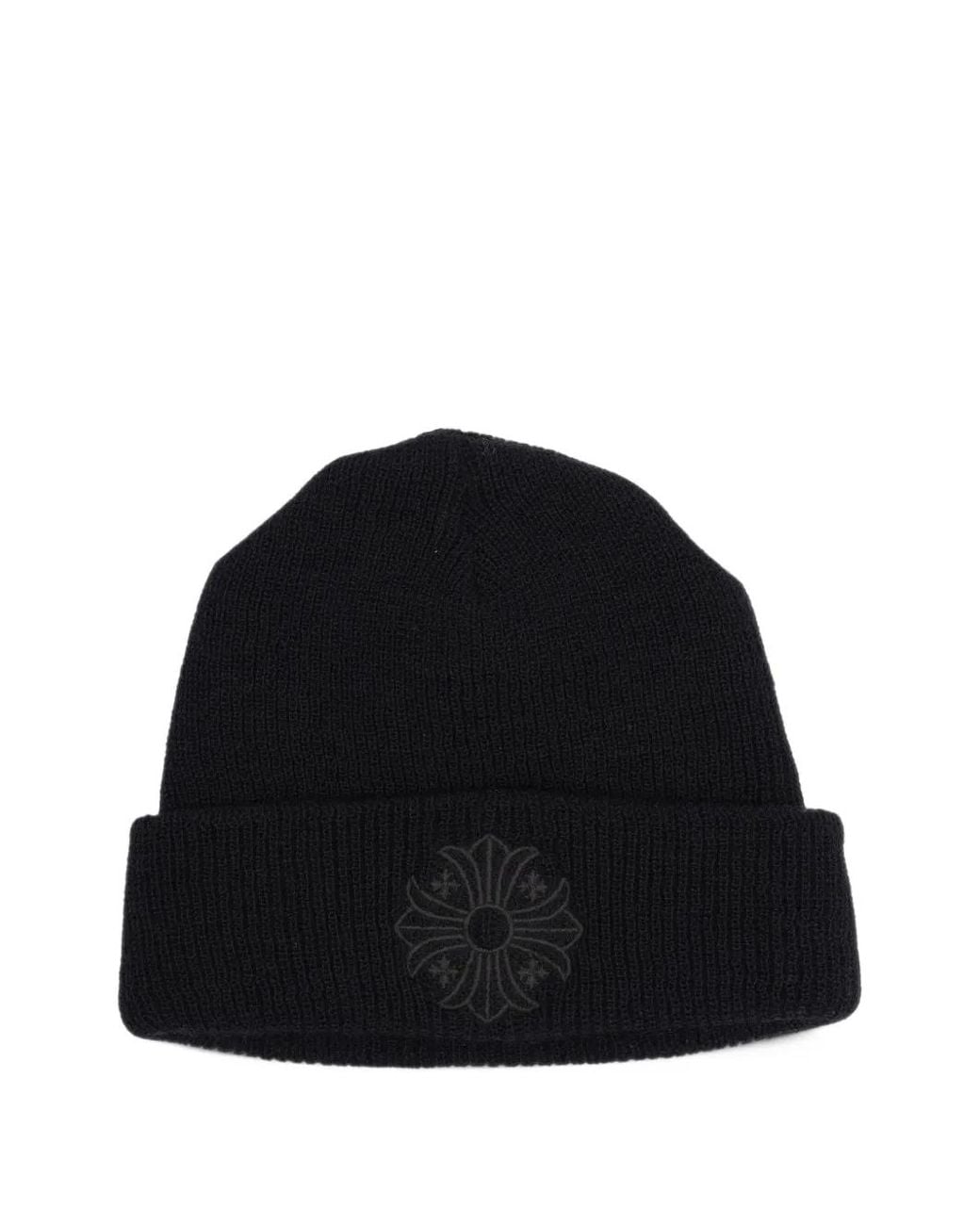 Chrome Hearts Black Embroidered Beanie Hat for men