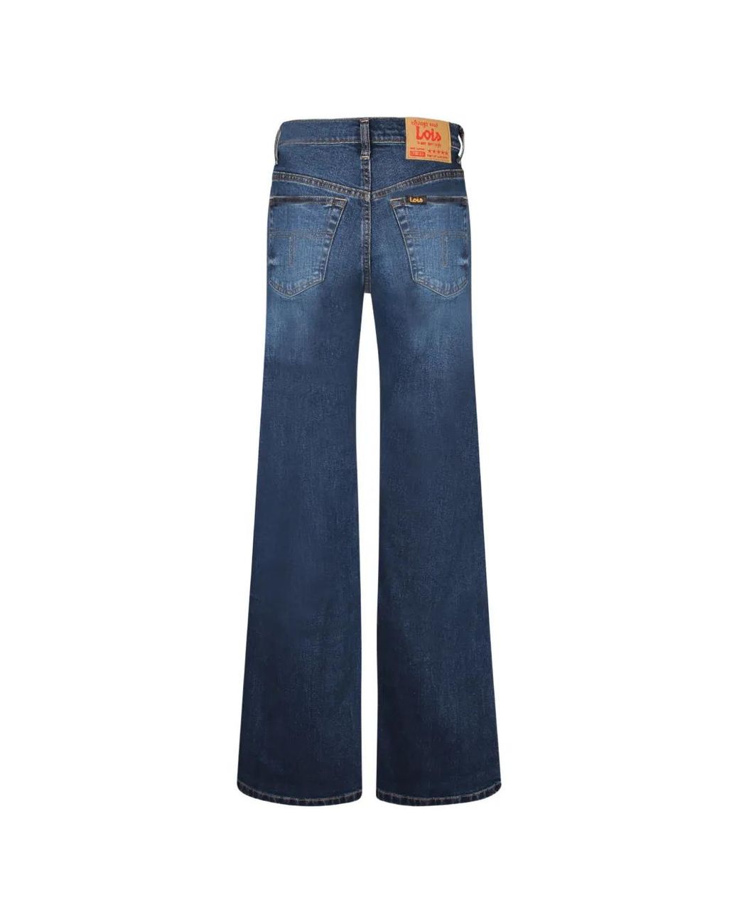 Lois Blue Logo-Patch Wide-Leg Jeans