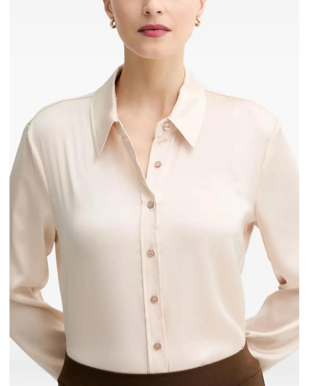 Guess White Buttoned Collared Top