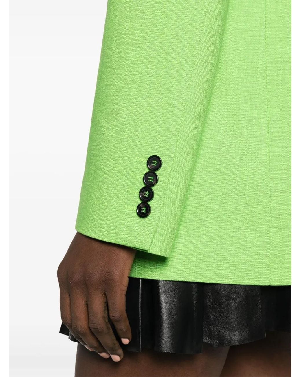 MSGM Green Single-Breasted Textured Blazer