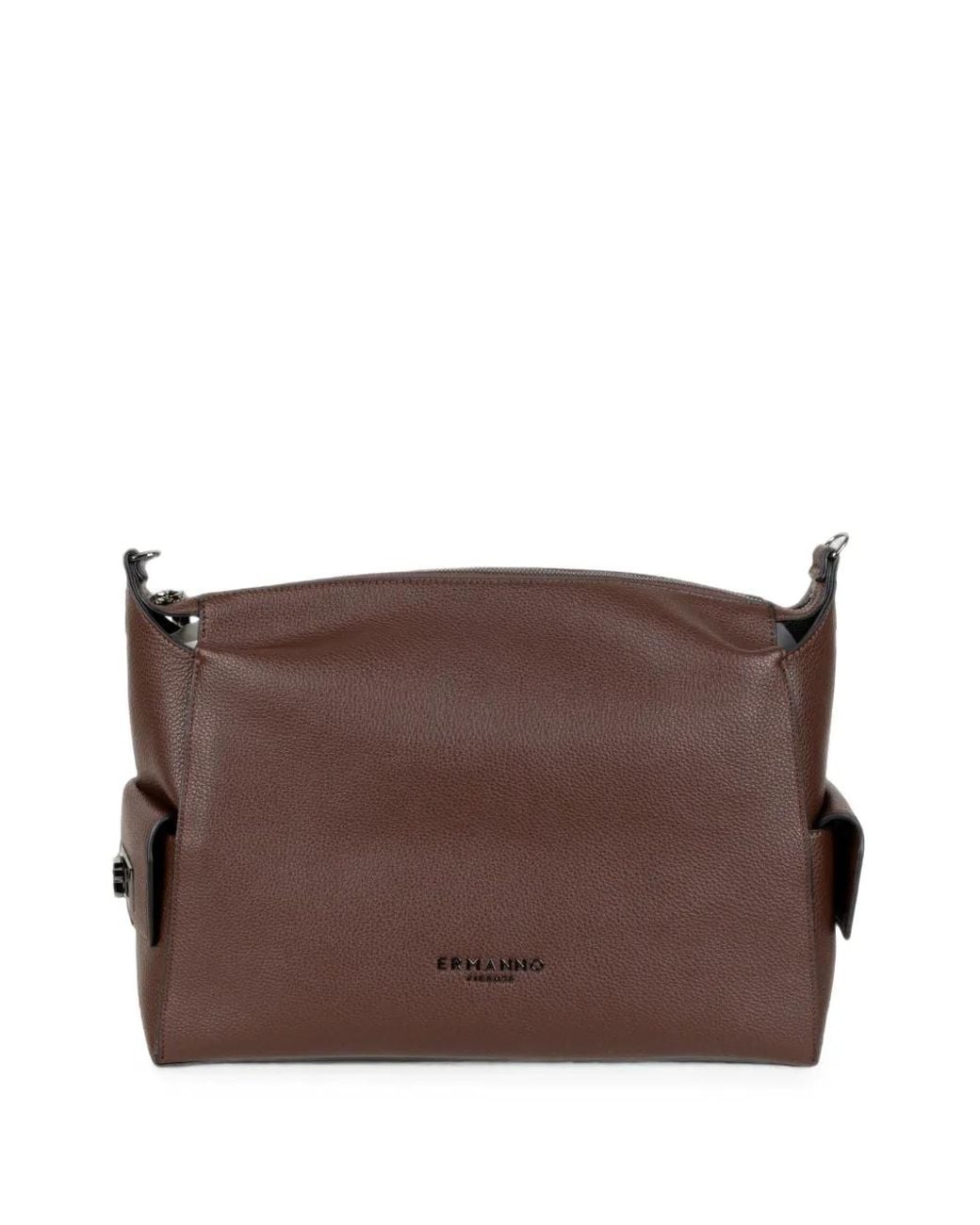 ERMANNO FIRENZE Brown Grained-Texture Side-Pocket Clutch Bag