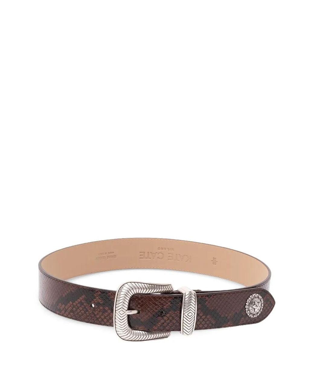KATE CATE Brown Embossed Leather Belt