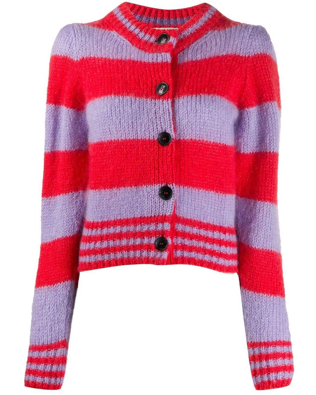 Striped Cropped Cardigan in Purple 