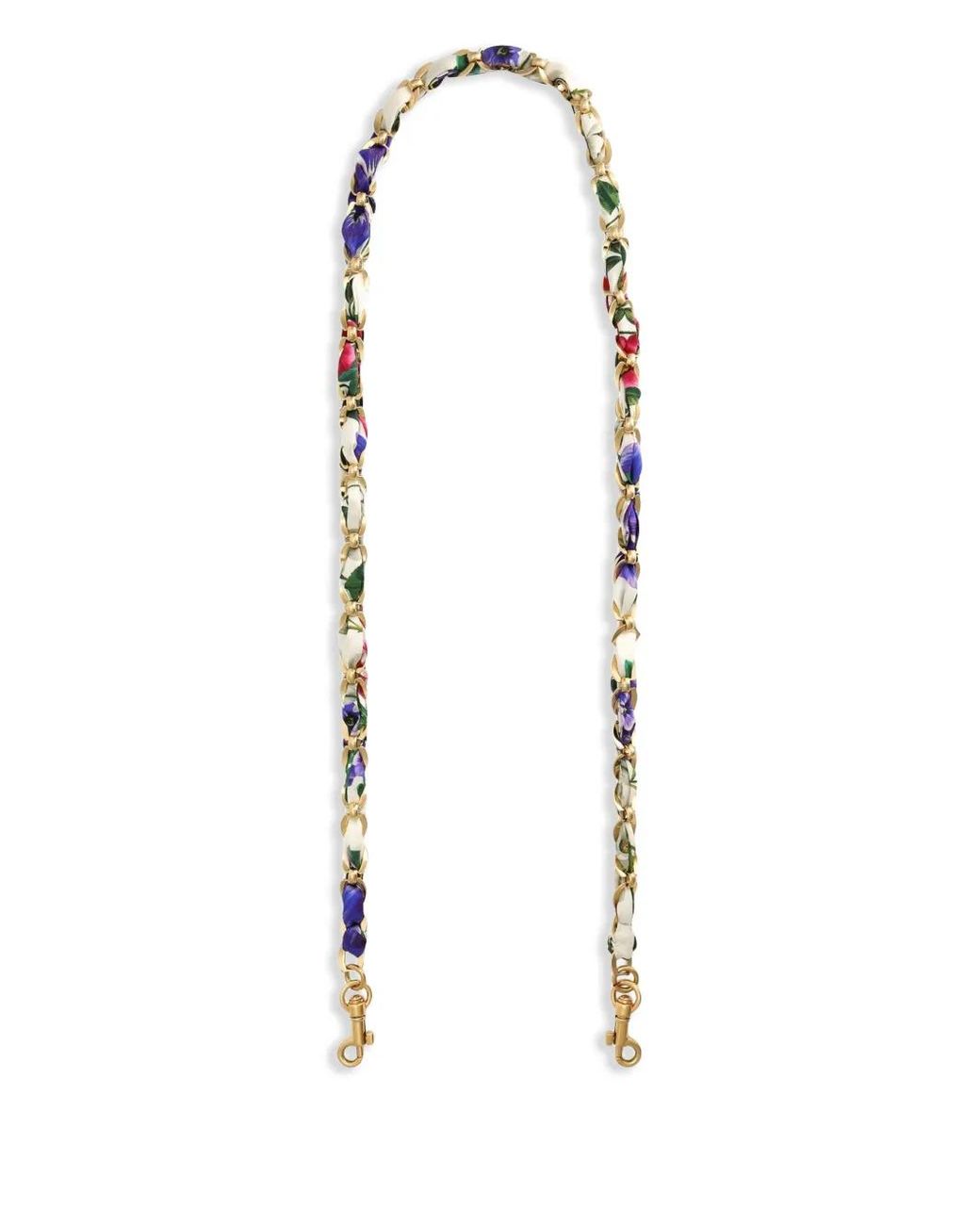 Dolce & Gabbana White Floral-Print Bag Strap
