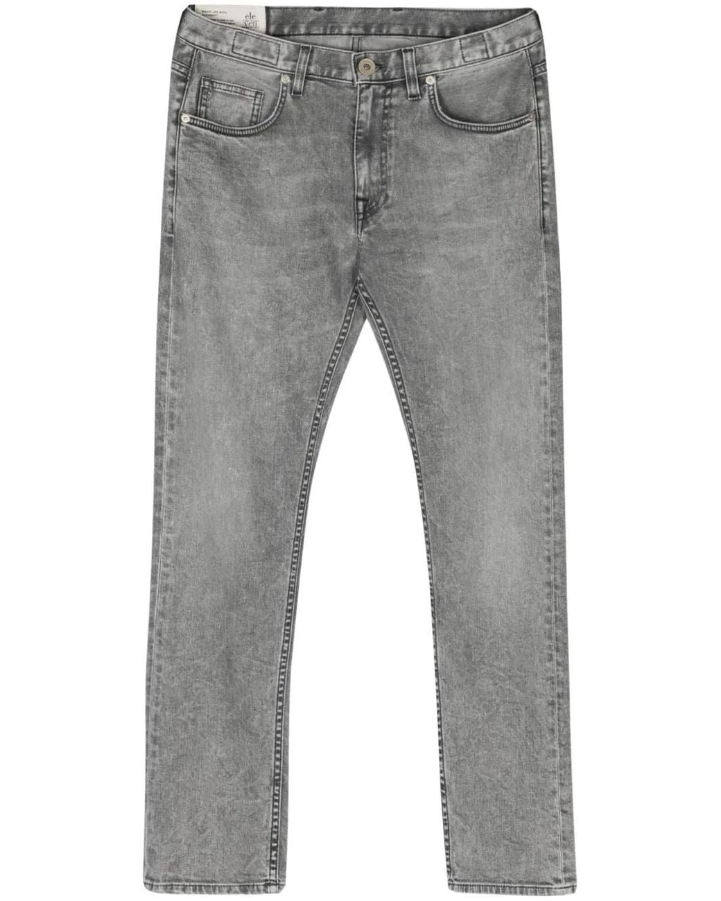 Eleventy Gray Mid-Rise Tapered Jeans
