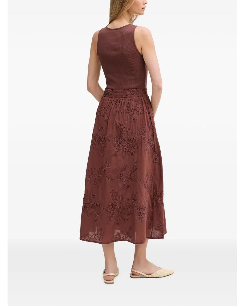 Benetton Embroidered Sleeveless Midi Dress