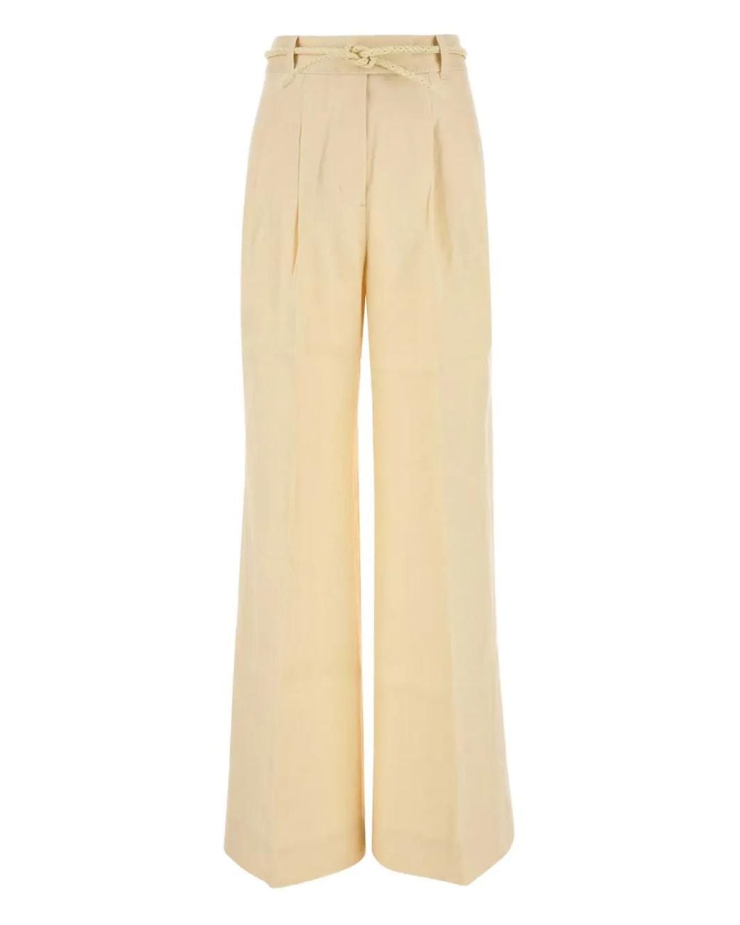 Zimmermann Natural High-Waisted Pleated Trousers