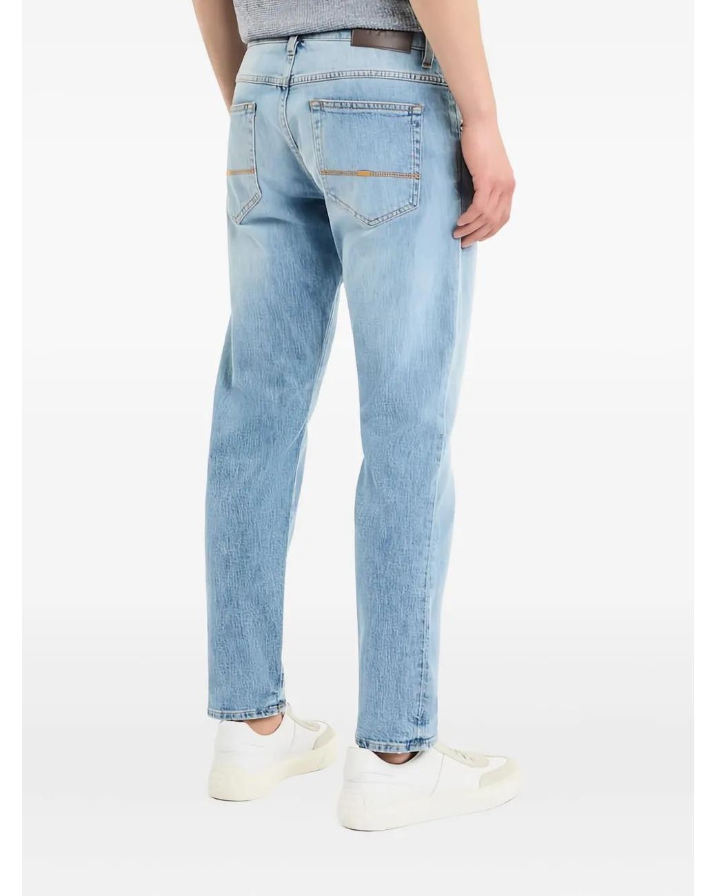 Fay Blue Leather-Patch Jeans for men