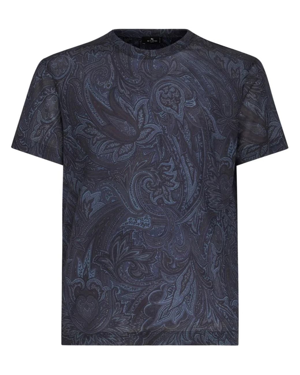 Etro Blue T-Shirt With Paisley Print for men