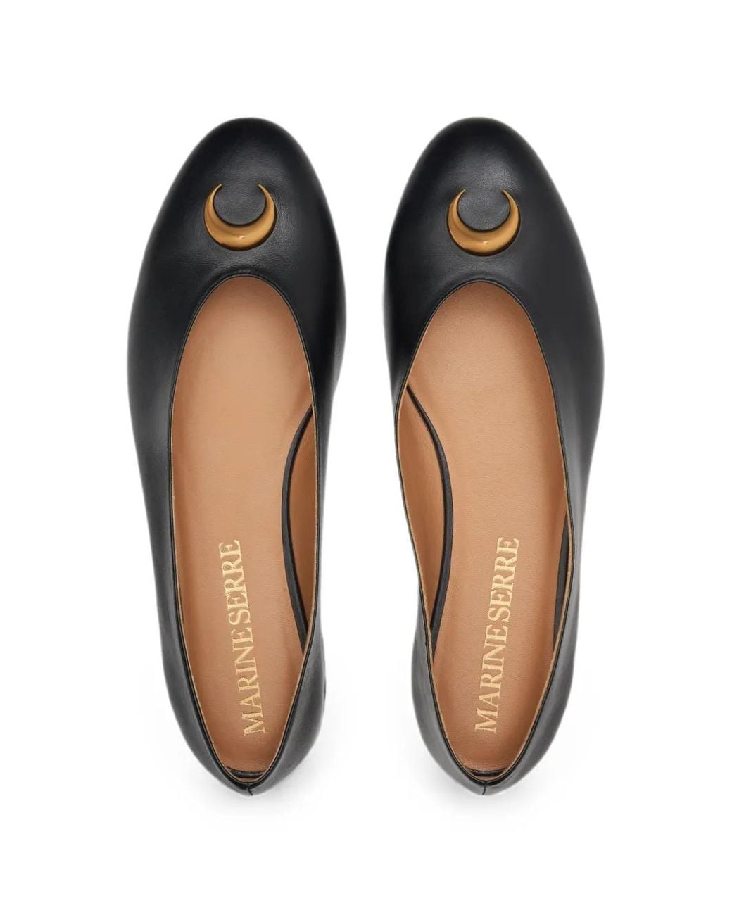 MARINE SERRE Black Smooth Leather Ms Ball Classic Ballerina Flats