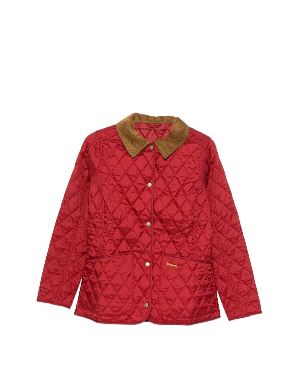 Barbour Red Annandale Quilted Corduroy-Collar Jacket