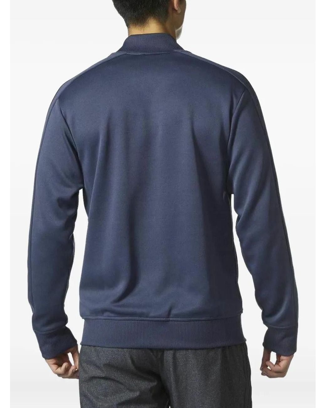 Adidas Blue Three-Stripe Bomber Jacket for men