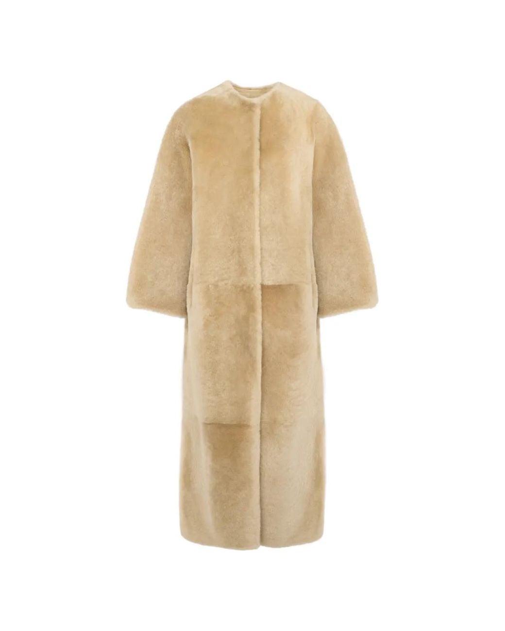 Yves Salomon Natural Reversible Shearling Coat