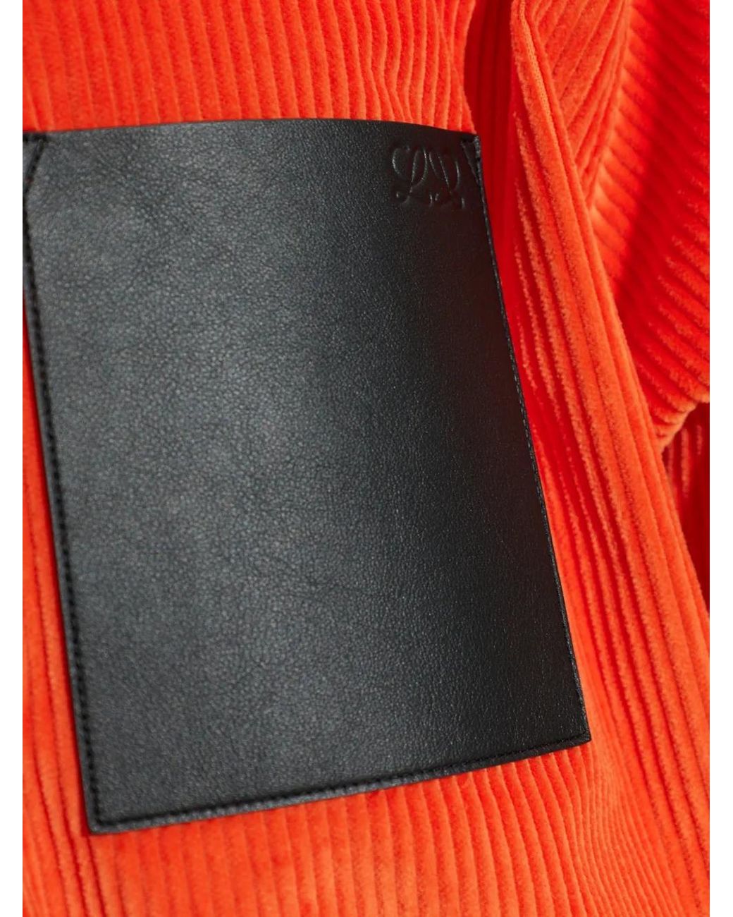 Loewe Orange Logo-Patch Corduroy Shirt for men