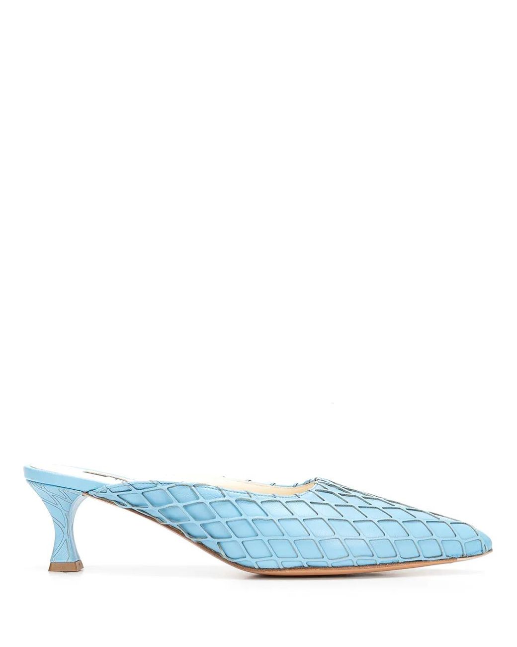 Rochas Blue Laser-Cut Mules